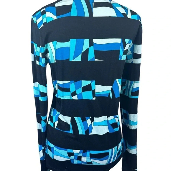 NWT Michael Kors black and blue window pane print long sleeve top size medium - Picture 3 of 10